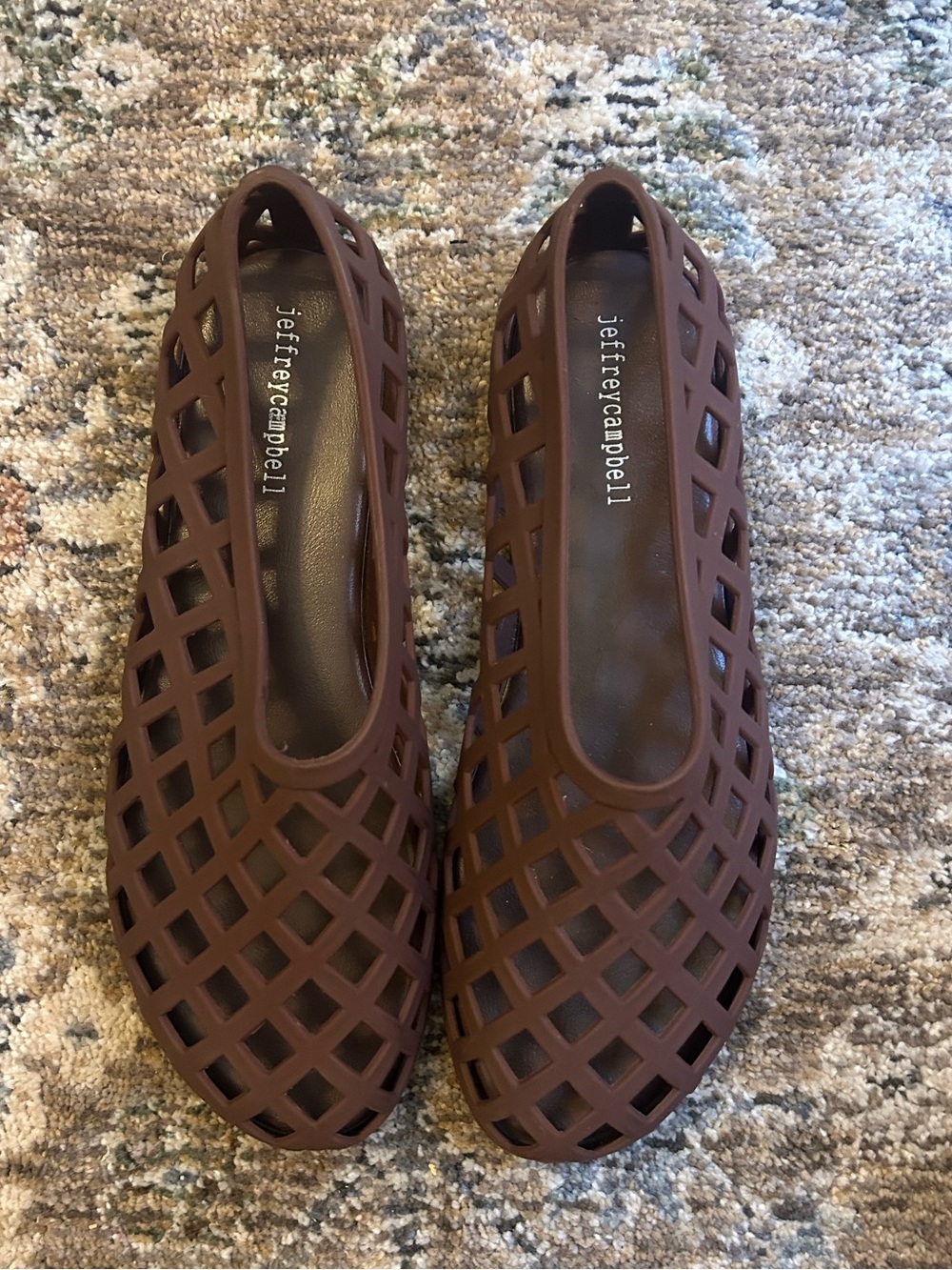 Jeffrey Campbell Jelly Matte Brown Lattice Cutout Slip-On Flat - Picture 2 of 4